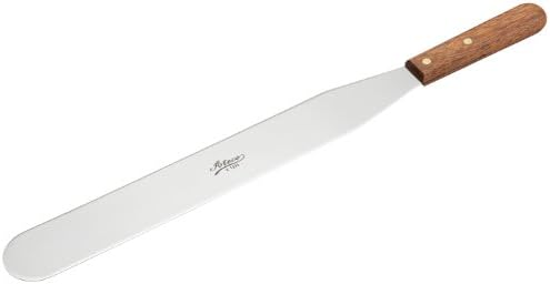 Espátula recta acero inox 14pulg mango madera plateado