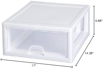Cajón Apilable Blanco de 16 Qt para Almacenamiento en Cocina