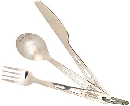 Set cuchara tenedor cuchillo titanio