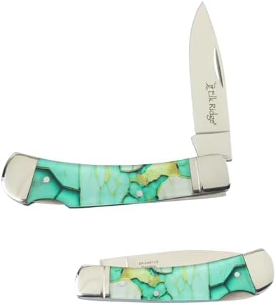 Cuchillo bolsillo plegable acero inox 2.75" verde claro