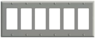 Placa GFCI pared 6 ventanas termoestable color gris
