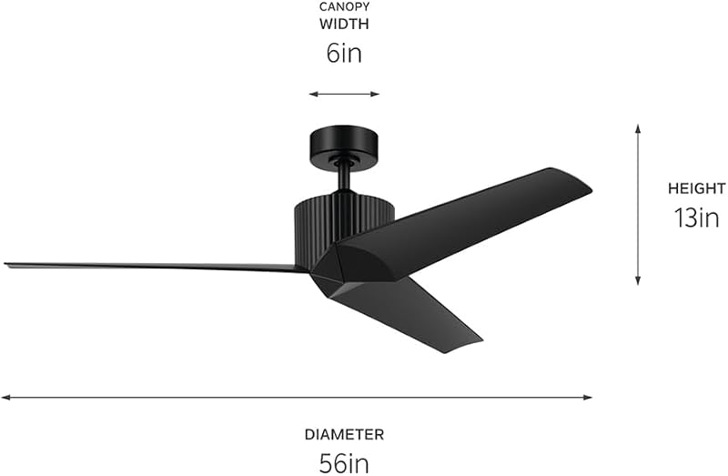 Ventilador techo 56pulg 3 aspas negro satinado