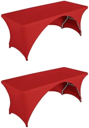 Fundas mesa plegable 6ft elastano manteles rectangulares rojo