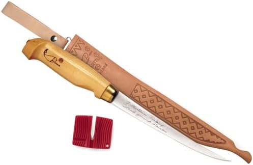 Cuchillo filete 6pulg acero inox con afilador y funda