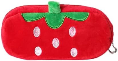 Estuche de lápices con cara de fresa y frutas suave