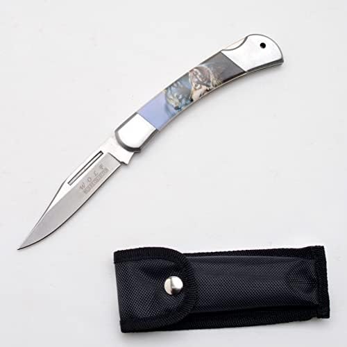 Cuchillo bolsillo plegable mango lobo