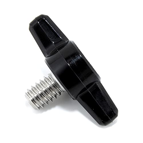 Tornillo acero inox 1/4-20 x 3/8 con perilla plástica T negra
