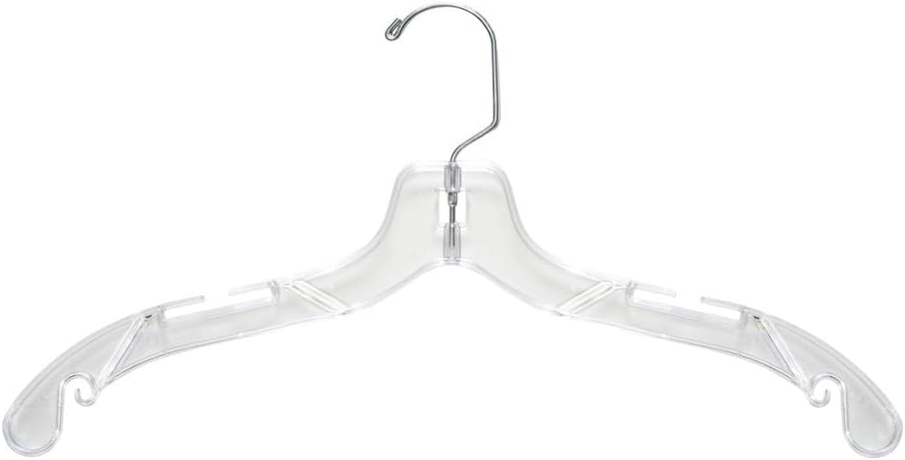 Percha plástico vestido 17" transparente 100uds