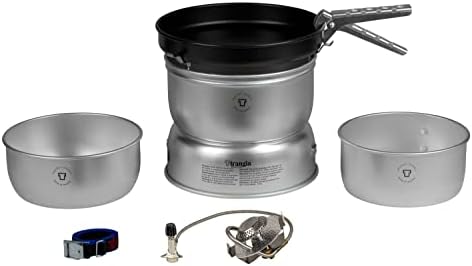 Set cocina acampar 25-3 con estufa gas 2 ollas sartén