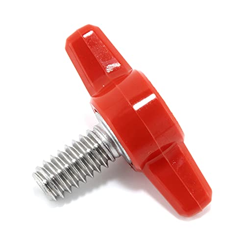 Tornillo acero inox 1/4-20 x 1/2 con perilla plástica roja