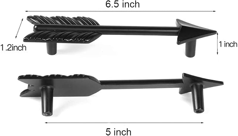 Tiradores puerta armario forma flecha 5" negro 10uds