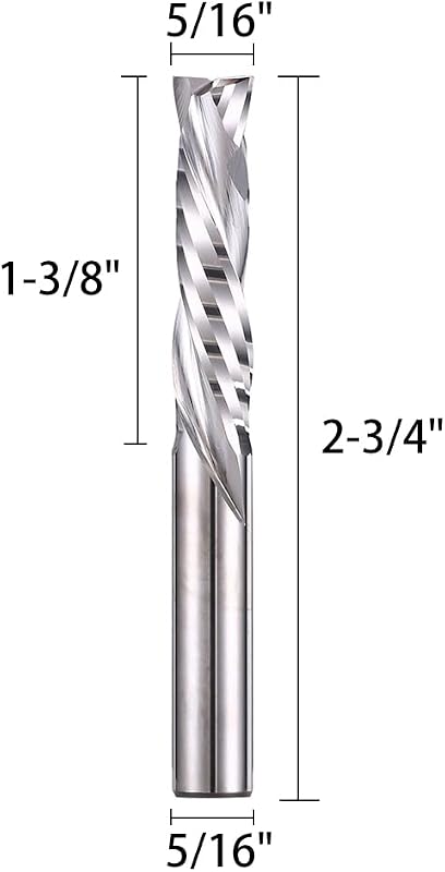 Broca router carburo 5/16" 2 flautas corte 1-3/8" CNC