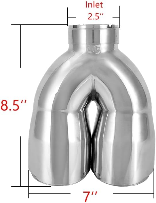 Punta escape doble acero inox 2.5" con toma 7x8.5"