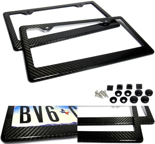 2 Pzas Marco Placa Matrícula USA Fibra Carbono Negro
