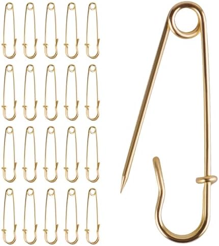 20 Pasadores Seguridad Acero 2" para Mantas Ropa Dorado