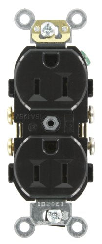 Receptáculo dúplex 15A 125V hoja recta color negro
