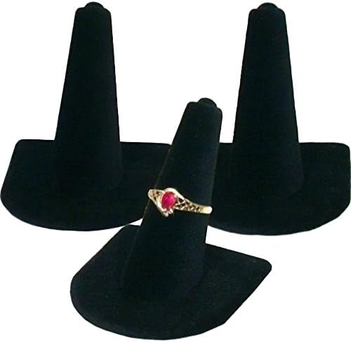 3 Soportes Terciopelo para Joyas Dedo Negro