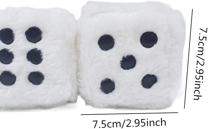 1 Par Dados Retro para Espejo Coche Decoración Blanco