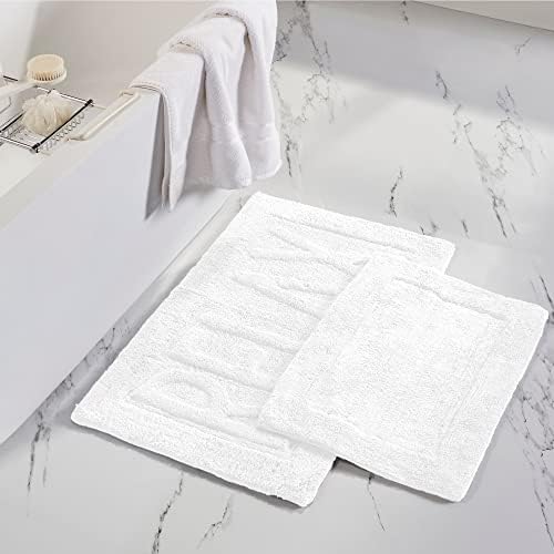 2 Tapetes Baño Algodón Suave Absorbente Relax White