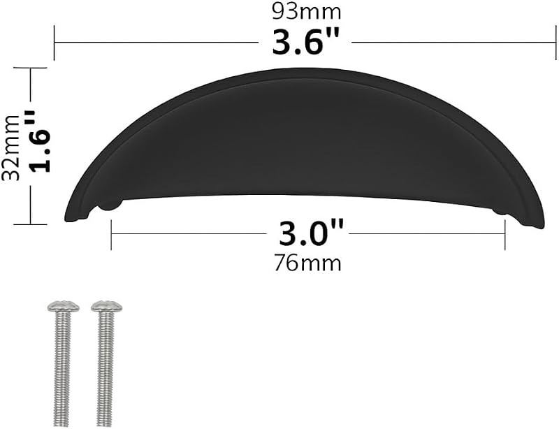 40 Manijas para armarios cocina 3" negro mate