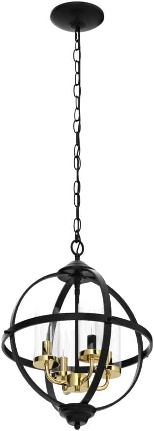 Lámpara colgante vintage 14pulg 3 luces E12 negro