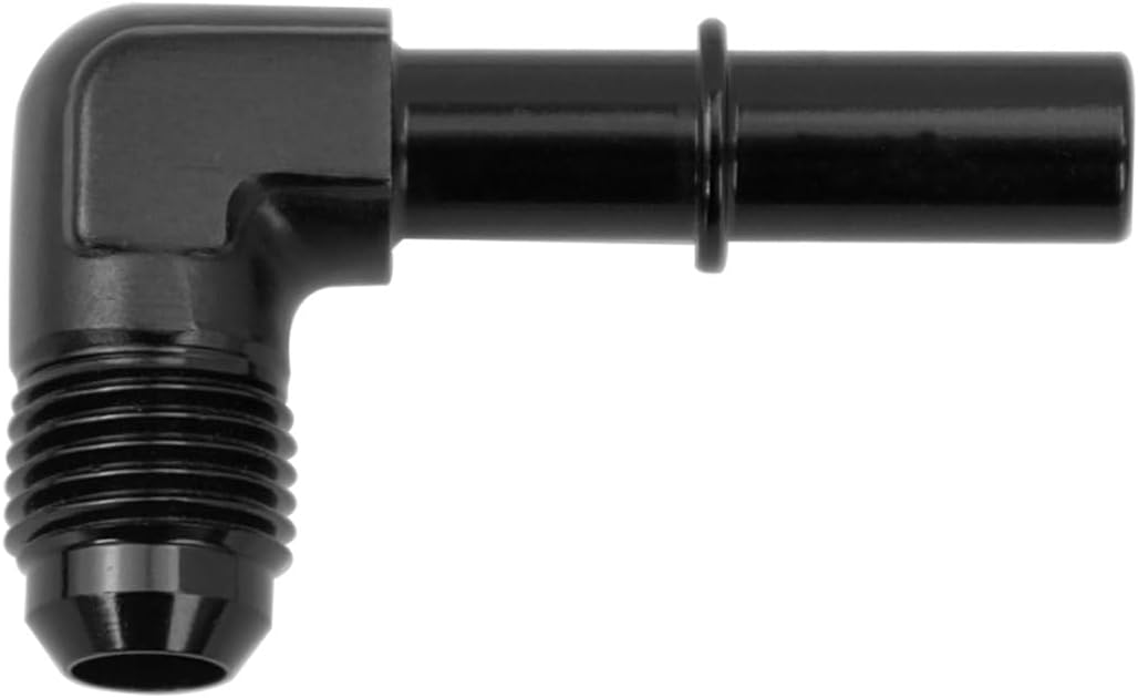 Adaptador aluminio negro 6AN macho push on 90 grados