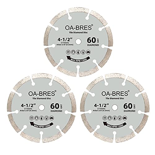 3 Hojas Sierra Diamante 60 Grano 4.5pulg Eje 3/8pulg para Cerámica
