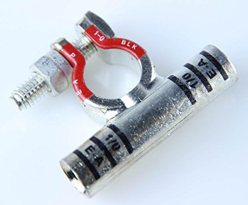 Terminal batería positivo 1/0 Ga acero inox rojo
