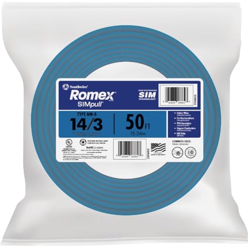 Cable NMB 14/3 W/G Romex 50pies interior color blanco