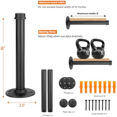 Perchero flotante tubo negro 8" pared set 4