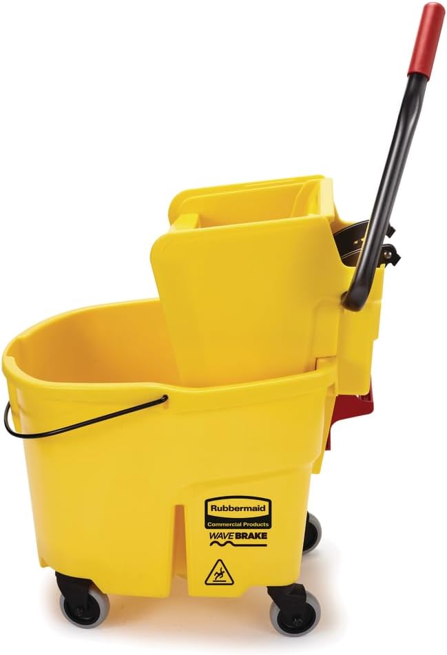 Cubo fregona con escurridor 35qt sobre ruedas amarillo