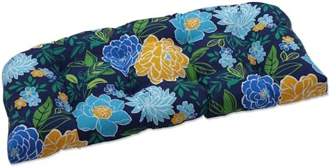 Cojín floral sofá 19x44" resistente azul/amarillo