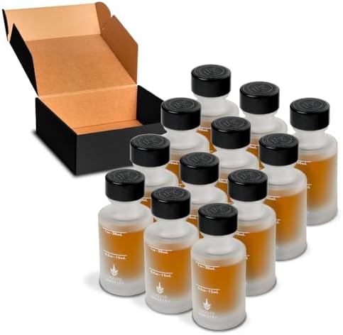 12 Botellas Vidrio 1.2oz Esmeriladas Tapas A prueba de Fugas