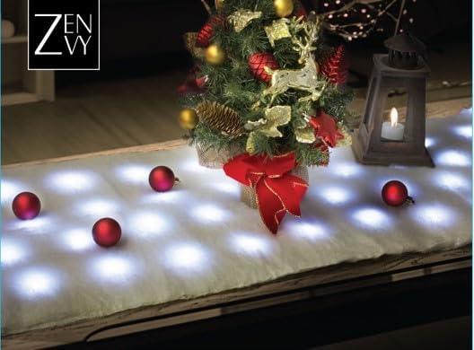 Camino mesa navideño nevado con luz 47x15.7pulg