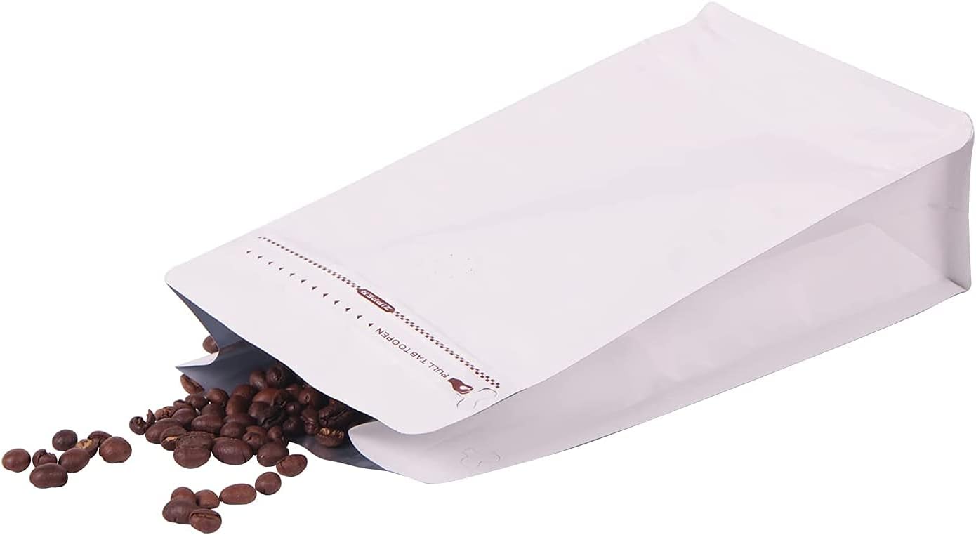 Bolsas café con válvula 16oz 50uds papel aluminio blanco