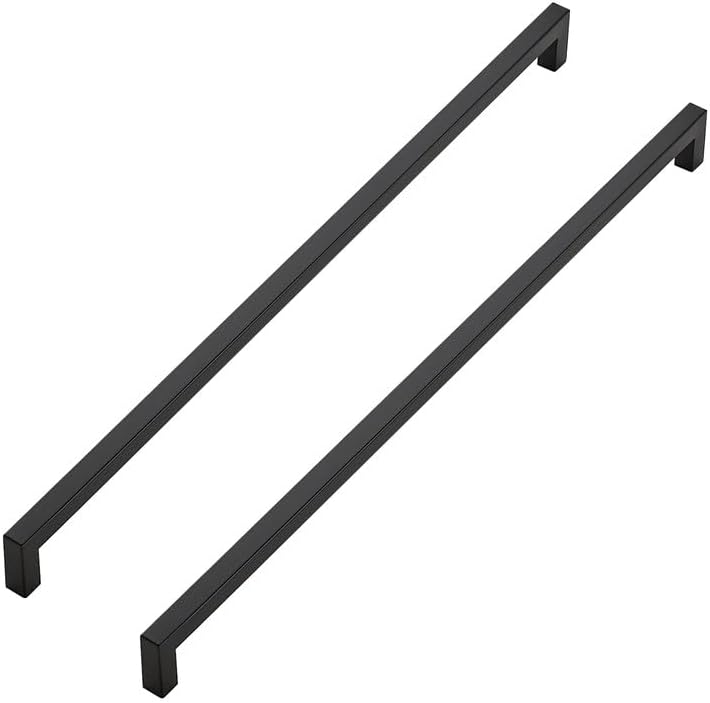 15 Tiradores Gabinete Negro Mate 18" Cuadrados con Tornillo