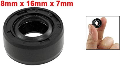 Sello aceite eje giratorio métrico 8x16x7mm doble labio goma negro