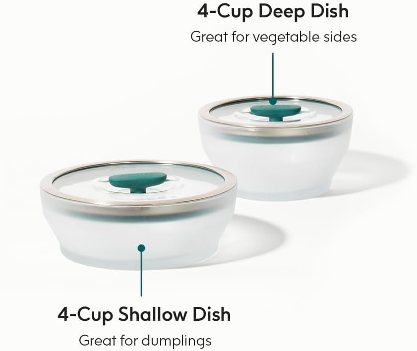 Set 4 Pzas Utensilios Microondas Vidrio Tapa Ventilada