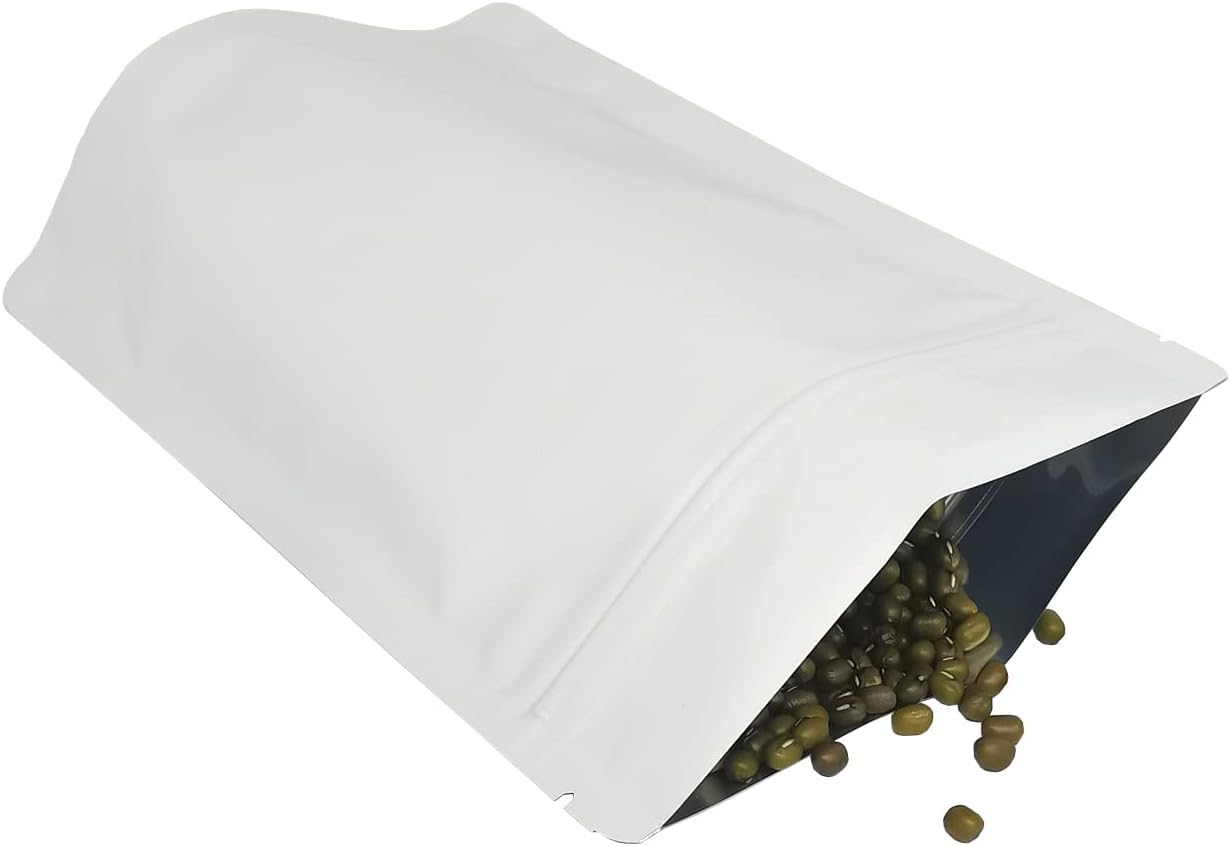 Bolsas almacenamiento alimentos resellables blanco mate 50uds