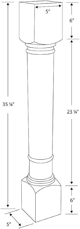 Pata isla cocina madera dura 35.25x5x5" sin acabar