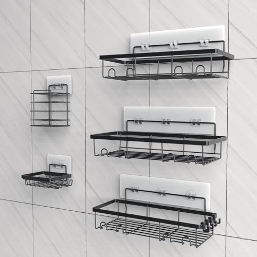 5 Organiz. Ducha Adhesivo Acero Inox Sin Perforaciones