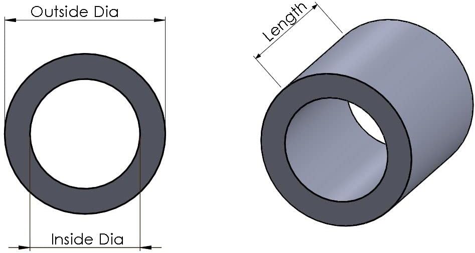 Espaciador aluminio 3/8x1/4 redondo para pernos 1/4 o M6