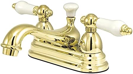 Grifo lavabo central 4pulg manija palanca porcelana latón