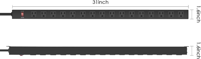 Regleta alimentación pared 16 salidas 15A 125V negro