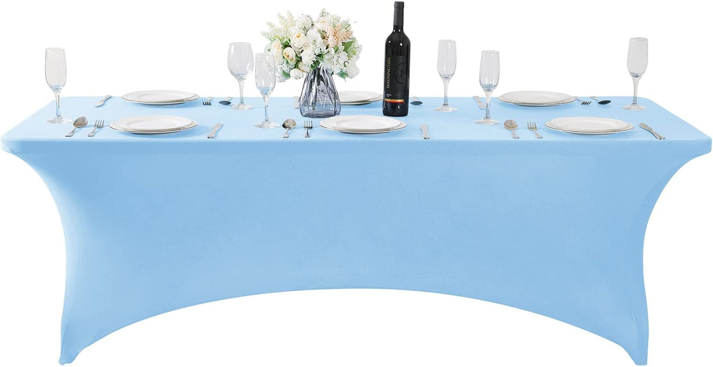 2 Manteles Elastano Universal 8x4x6ft Color Niebla Azul
