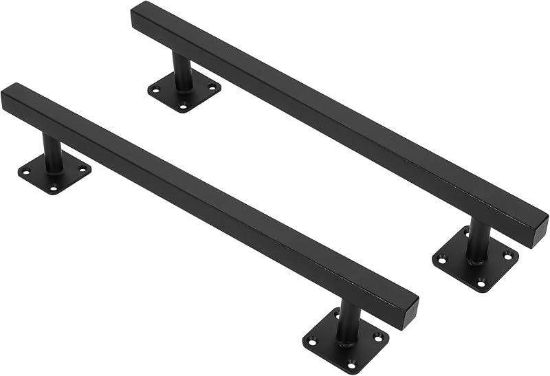 2 Tiradores Cuadrados Deslizantes Hierro Negro Puerta