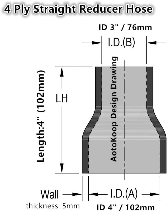 Manguera silicona reductora 76mm a 102mm 4 capas reforzada