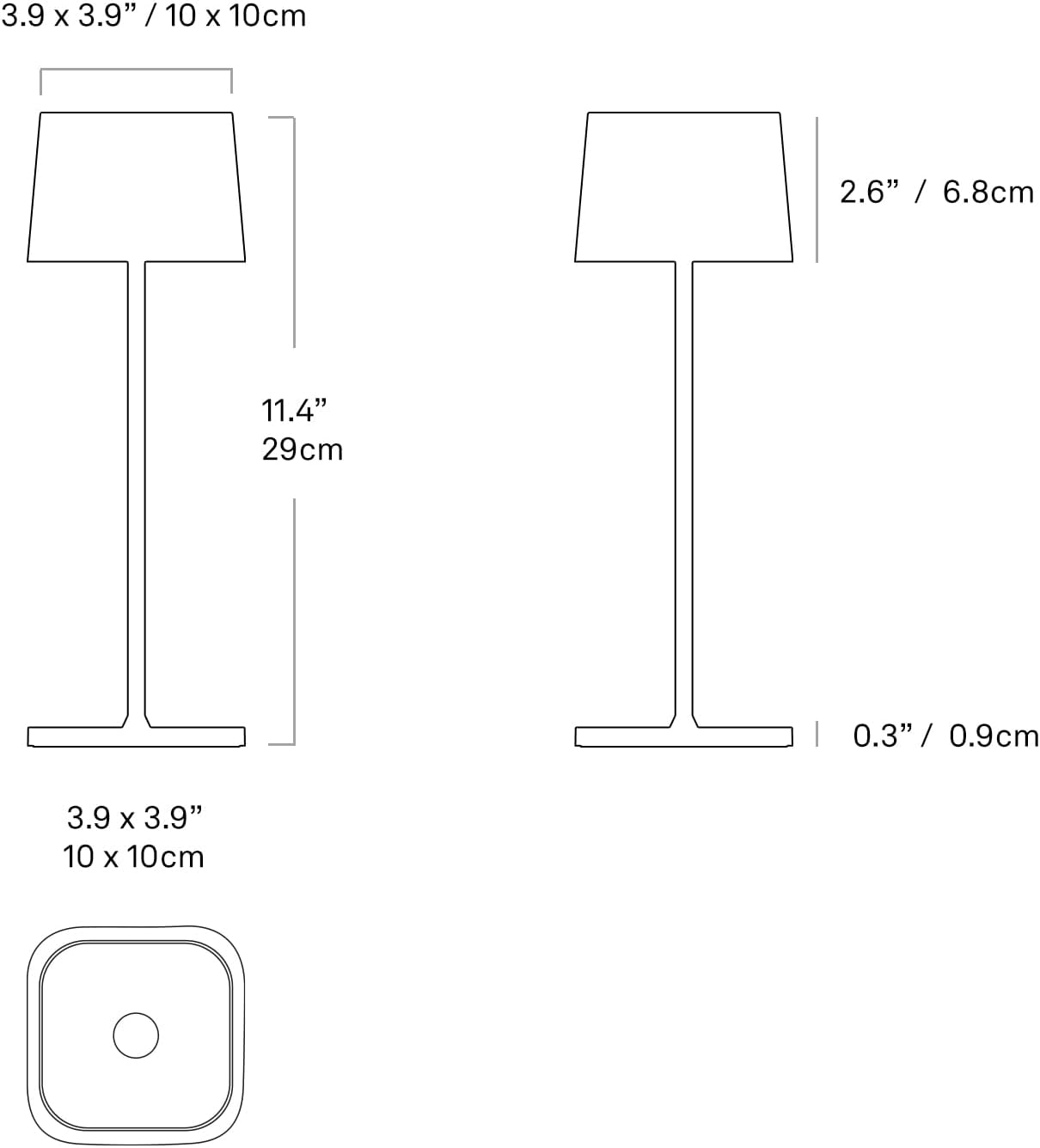 Lámpara mesa inalámbrica recargable tactil 12pulg color
