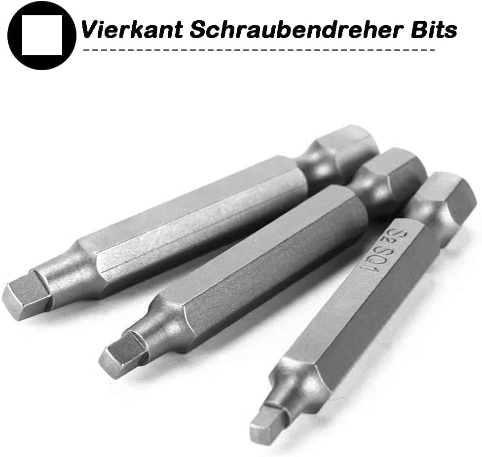 Set 6 brocas cuadradas 1/4pulg SQ1 SQ2 SQ3 acero