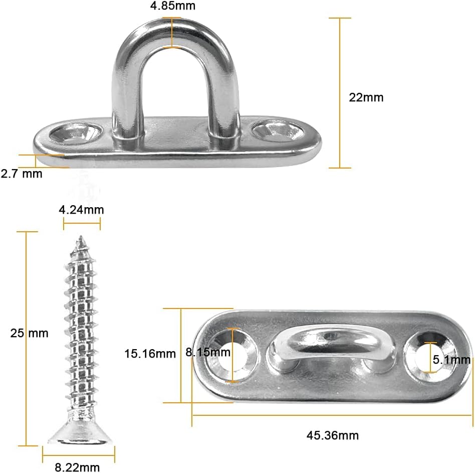 Ganchos en U acero inox 1.8pulg pack 8